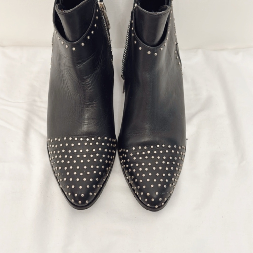 Black Studded Ankle Booties with Pointed Toe